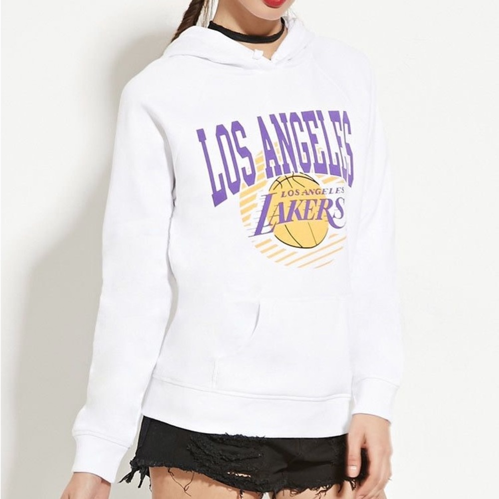 Forever 21 lakers white hooded sweatshirt